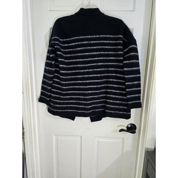 Vince Womens Black Striped‎ Cardigan Wool Blend Long Sleeve Open Front Size L - Picture 5 of 10